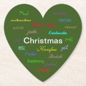 Dessous-de-verre En Papier Noël autour du monde Moderne Coeur Vert (Devant)