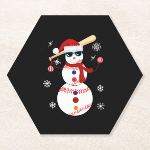 Dessous-de-verre En Papier Noël Baseball Snowman Santa Hat Cadeau