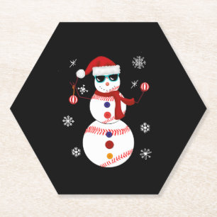 Dessous-de-verre En Papier Noël Baseball Snowman Santa Hat Cadeau