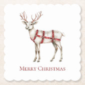 Dessous-de-verre En Papier Noel Blanc Peppermenthe Cerf (Devant)