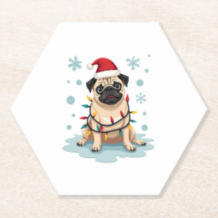 Dessous-de-verre En Papier Noël Chien Carlin Hommes Femmes