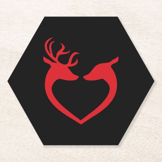 Dessous-de-verre En Papier Noël de l'amour des rennes (Devant)