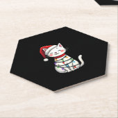 Dessous-de-verre En Papier Noël de l'arbre de Noël du chat (5) (Incliné)