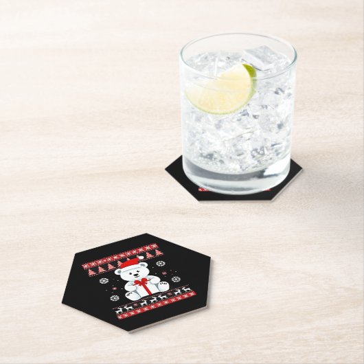 Dessous-de-verre En Papier Noël de l'ours (5) (En situation)