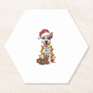 Dessous-de-verre En Papier Noël de Noël Lumière Père Noël Silky Terrier Chien