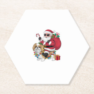 Dessous-de-verre En Papier Noël Éclairage Père Noël équitation Chih Tzu Chien
