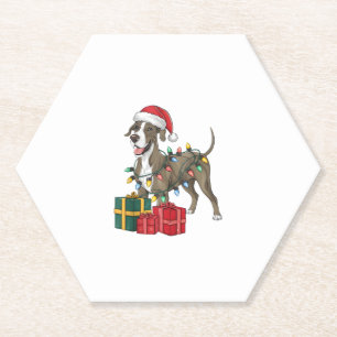 Dessous-de-verre En Papier Noël Éclairage Santa Chapeau grand chien Danse Noë