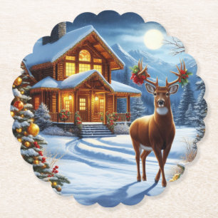 Dessous-de-verre En Papier Noël/Hiver Deer Lodge