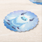 Dessous-de-verre En Papier Noël mignon/yeti d'hiver (Incliné)