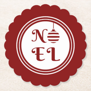 Dessous-de-verre En Papier NOEL Noël Vacances Rouge et Blanc Bauble