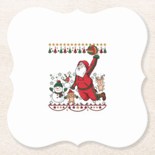 Dessous-de-verre En Papier Noël Père Noël Volleyball Bonhomme de neige Renne