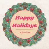 Dessous-de-verre En Papier Noël Reindeer Forest vert (Devant)