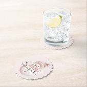 Dessous-de-verre En Papier Noël rose blanc neige (En situation)