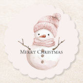 Dessous-de-verre En Papier Noël rose blanc neige (Devant)