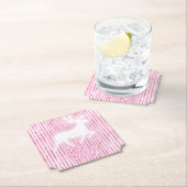 Dessous-de-verre En Papier Noël rose et blanc Joie Reindeer (En situation)