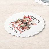 Dessous-de-verre En Papier Noël rustique Pays Souhaite Joli Cochon (Incliné)