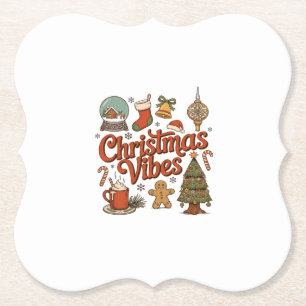 Dessous-de-verre En Papier Noël Vibes Boule à Neige Bonhomme en Pain d'Épice