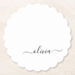Dessous-de-verre En Papier Noir Blanc moderne Script Girl Monogramme Nom<br><div class="desc">Dessous de verre en papier de nom Monogramme simple noir et blanc. Cela fait le cadeau parfait de remise de diplômes,  anniversaire,  mariage,  douche nuptiale,  anniversaire,  baby shower ou bachelorette pour quelqu'un qui aime le luxe glam et les styles chic.</div>