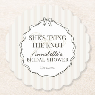 Dessous-de-verre En Papier Noir Coquette Nœud Beige Mariage Dégustation de Pe