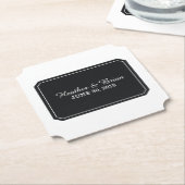 Dessous-de-verre En Papier Noir Mariage Simplement Élégant (Incliné)