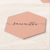 Dessous-de-verre En Papier Nom de la calligraphie rose pâle personnalisée (Incliné)