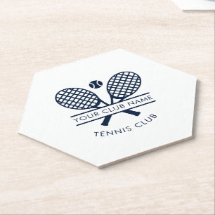 Dessous-de-verre En Papier Nom d'équipe de club de tennis sur gazon moderne p