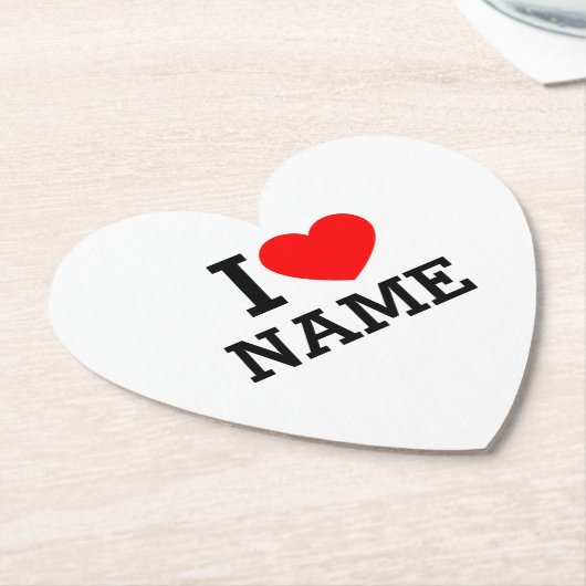Dessous-de-verre En Papier Nom du coeur (Incliné)