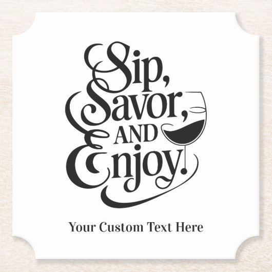 Dessous-de-verre En Papier Nom personnalisé / Texte Sip, Savourez, Profitez (Devant)