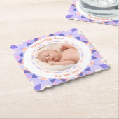 Dessous-de-verre En Papier Nom photo personnalisé Age rose pourpre Anniversai (Incliné)