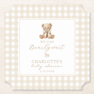 Dessous-de-verre En Papier Nous pouvons à peine attendre Teddy bear neutre Ba