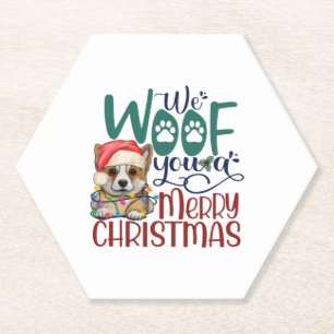 Dessous-de-verre En Papier Nous t'avons fait un joyeux Noël - Funny Corgi Chi