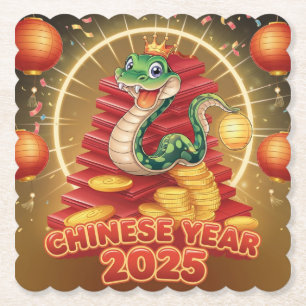 Dessous-de-verre En Papier Nouvel an chinois serpent en bois