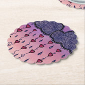 Dessous-de-verre En Papier Nuages mignons, coeurs et gouttes de pluie (Incliné)