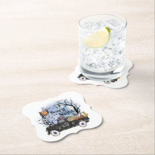 Dessous-de-verre En Papier Nuit d'Halloween effrayant