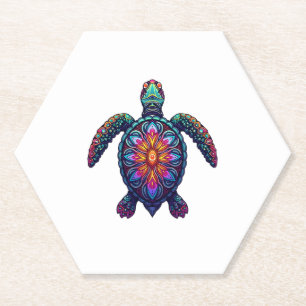 Dessous-de-verre En Papier Océan Animal Tie Dye Tribal Mer Animal Maori Turtl