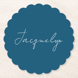 Dessous-de-verre En Papier Ocean Blue Plain élégant moderne minimaliste Nom