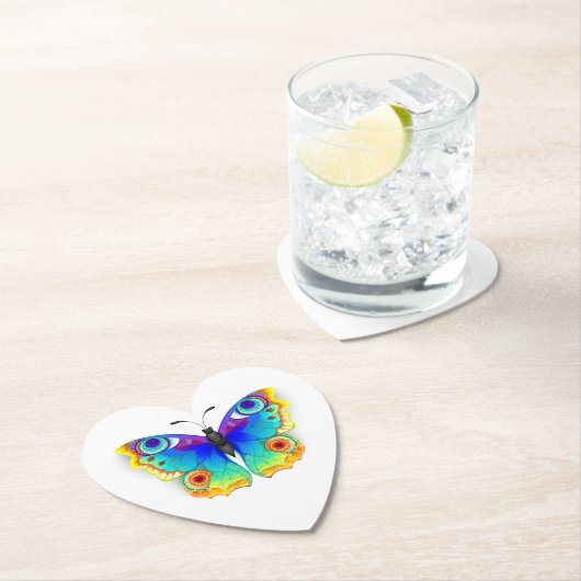 Dessous-de-verre En Papier Oeil de paon arc-en-ciel (En situation)