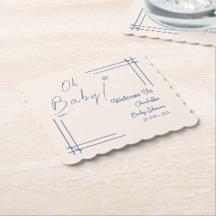 Dessous-de-verre En Papier Oh Bébé! Décoration de Baby Shower Minimaliste et 