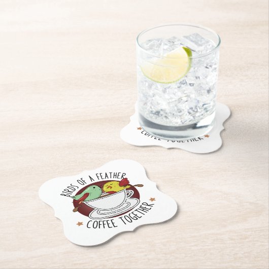 DESSOUS-DE-VERRE EN PAPIER OISEAUX D'UN CAFÉ DE PÂTE ENSEMBLE (En situation)