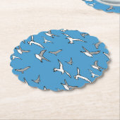 Dessous-de-verre En Papier Oiseaux - un troupeau de mouettes (Incliné)