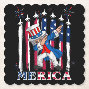 Dessous-de-verre En Papier Oncle patriotique Sam Dabbing 4 juillet