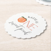Dessous-de-verre En Papier One Sweet Peach 1er anniversaire (Incliné)