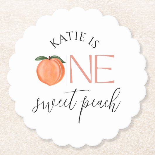 Dessous-de-verre En Papier One Sweet Peach 1er anniversaire (Devant)
