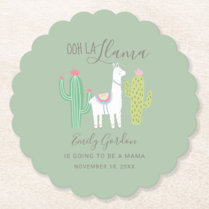Dessous-de-verre En Papier Ooh La Llama Baby shower vert mignon garçon