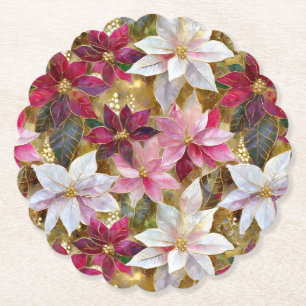 Dessous-de-verre En Papier Or Bourgogne Bronze Rose Rouge Blanc Poinsettia