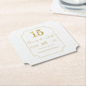 Dessous-de-verre En Papier Or sur blanc Quinceanera espagnol Enregistrer la d (Incliné)