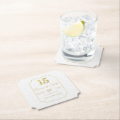 Dessous-de-verre En Papier Or sur blanc Quinceanera espagnol Enregistrer la d (En situation)