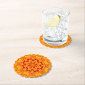 Dessous-de-verre En Papier Orange Marigold Mandala (En situation)