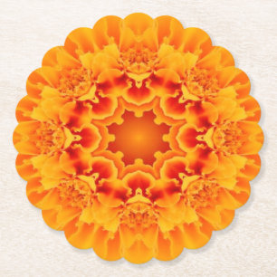 Dessous-de-verre En Papier Orange Marigold Mandala