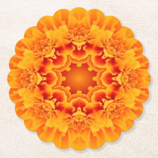 Dessous-de-verre En Papier Orange Marigold Mandala (Devant)